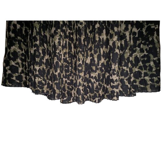 H&M Women's Small Pleated Brown Black Animal Print Skirt Flared Leopard Chic - Picture 11 of 11